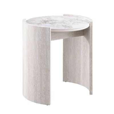 Astra Sintered Stone Top Round Endtable - White/Grey/Beige
