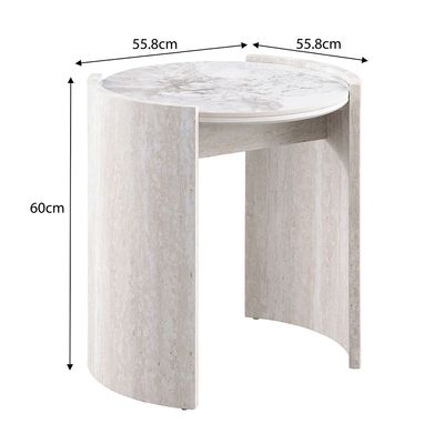 Astra Sintered Stone Top Round Endtable - White/Grey/Beige