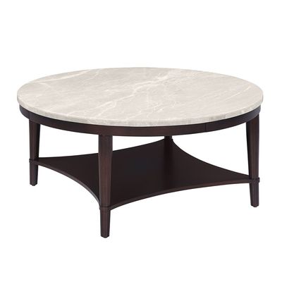 Koko Real Marble Top Round Coffee Table - Grey/D.Walnut