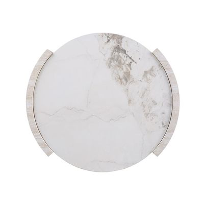 Astra Sintered Stone Top Round Coffee Table - White/Grey/Beige