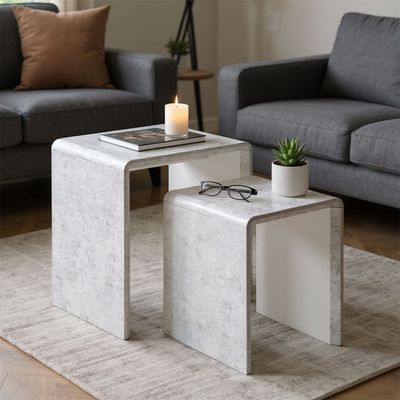 Cansten Set Of 2 Nest Of Tables - Grey/White