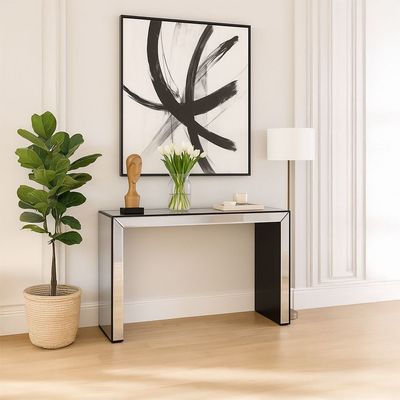 Straton Console Table- Silver/Black