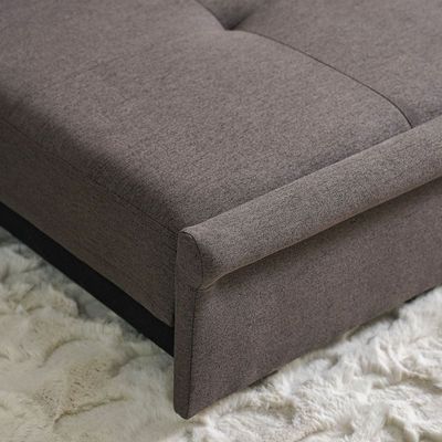 Alejandro 3-Seater Fabric Sofa Bed with Side Sleeves and Cup holders - Dark Brown - With 2-Year Warranty