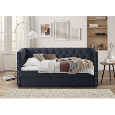 Chicago 90x200 Single Day Sofa Bed with Trundle Black - 2 Year Warranty