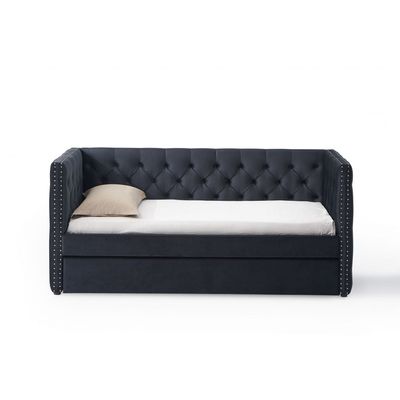 Chicago 90x200 Single Day Sofa Bed with Trundle Black - 2 Year Warranty