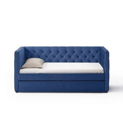 Chicago 90x200 Single Day Sofa Bed with Trundle - Navy Blue 2 Year Warranty