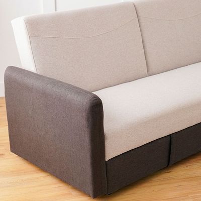 Seattle 3-Seater Fabric Sofa Bed - Coffee/Beige - With 2-Year Warranty