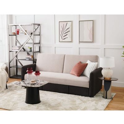 Seattle 3-Seater Fabric Sofa Bed - Coffee/Beige - With 2-Year Warranty