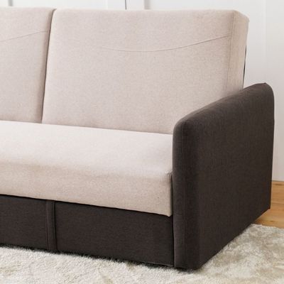 Seattle 3-Seater Fabric Sofa Bed - Coffee/Beige - With 2-Year Warranty