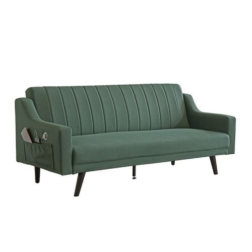 Nashville 3-Seater Fabric Sofa Bed - Green - With 2-Year Warranty