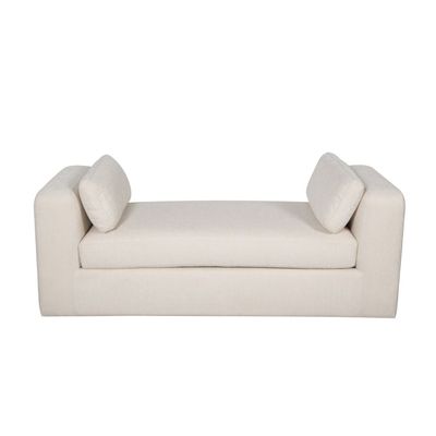 Paddington 2-Seater Wide Fabric Lounger - Ivory - With 2-Year Warranty
