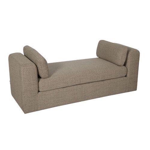 Paddington 2-Seater Wide Fabric Lounger - Melange Brown - With 2-Year Warranty