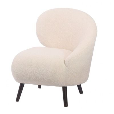 Bowen Boucle Fabric Accent Chair - Cream - With 2-Year Warranty