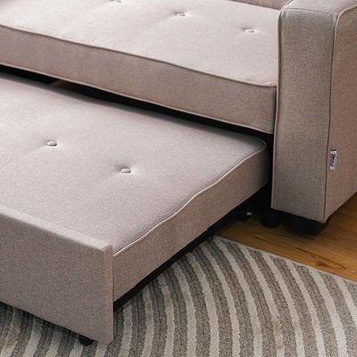 Masie 2-Seater Fabric Sofa Bed - Light Brown - With 2-Year Warranty