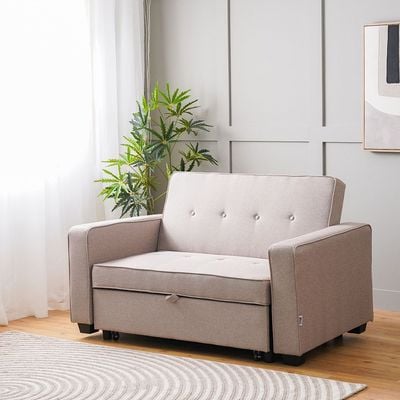 Masie 2-Seater Fabric Sofa Bed - Light Brown - With 2-Year Warranty