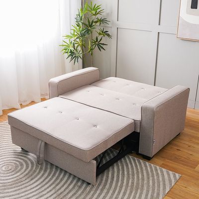 Masie 2-Seater Fabric Sofa Bed - Light Brown - With 2-Year Warranty