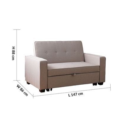 Masie 2-Seater Fabric Sofa Bed - Light Brown - With 2-Year Warranty