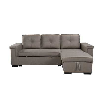 Click Fabric Corner Sofa Bed with USB - Stone - With 2-Year Warranty