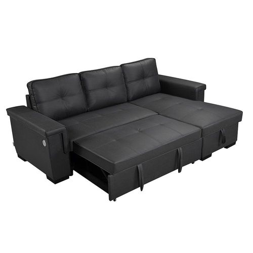 Click Fabric Corner Sofabed with USB - Grey