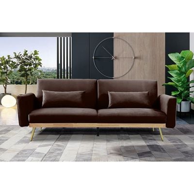 Flare 2-Seater Fabric Sofa Bed - Brown - With 2-Year Warranty