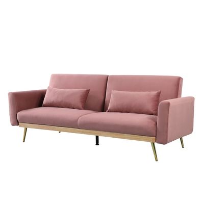 فلير - أريكة سرير قماشية بمقعدين - وردي ترابي - مع ضمان لمدة عامين