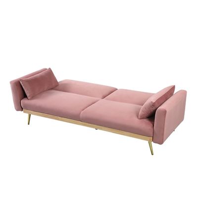 فلير - أريكة سرير قماشية بمقعدين - وردي ترابي - مع ضمان لمدة عامين