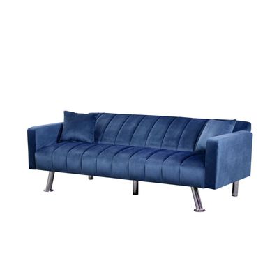 Glam 2-Seater Fabric Sofa Bed - Navy Blue - With 2-Year Warranty 