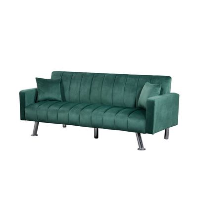 Glam 2-Seater Fabric Sofa Bed - Green - With 2-Year Warranty