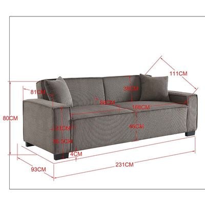 Brent 3-Seater Fabric Sofa Bed - Brown - With 2-year Warranty