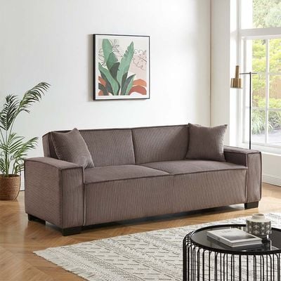 Brent 3-Seater Fabric Sofa Bed - Brown - With 2-year Warranty