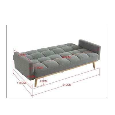 Elmer 3-Seater Fabric Sofa Bed - Grey - With 2-year Warranty