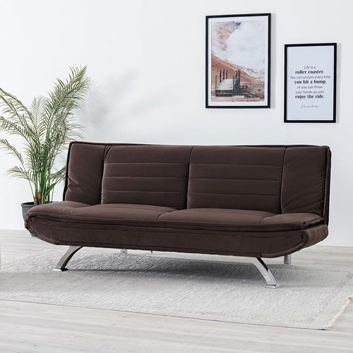 فليكس- أريكة سرير قماشية 3 مقاعد - لون شوكولاتة