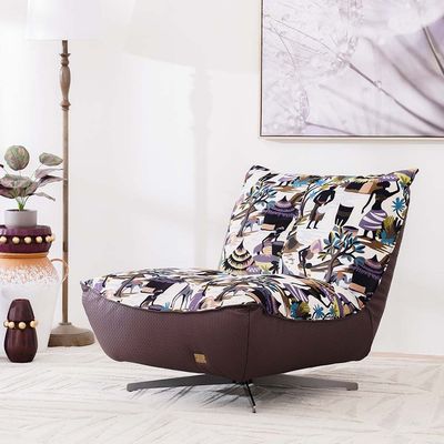 Lander Fabric Accent Chair - Pattern/Cinnamon - With 5-Year Warranty