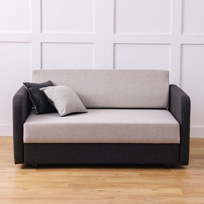 Desmond 2 Seater Fabric Sofabed - Light Brown / Charcoal