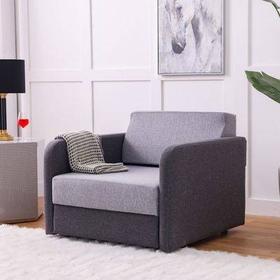 Desmond 2+1+1 Seater Fabric Sofabed Set - Light Brown / Charcoal