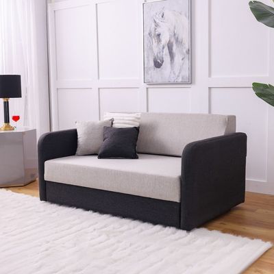 Desmond 2+1+1 Seater Fabric Sofabed Set - Light Brown / Charcoal