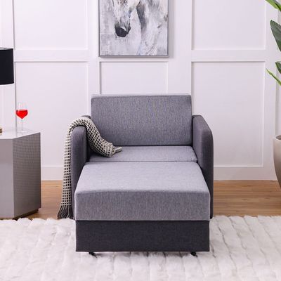 Desmond 2+1+1 Seater Fabric Sofabed Set - Light Brown / Charcoal