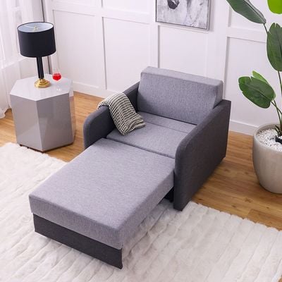 Desmond 1-Seater Fabric Sofa Bed - Grey/Dark Grey - With 2-Year Warranty