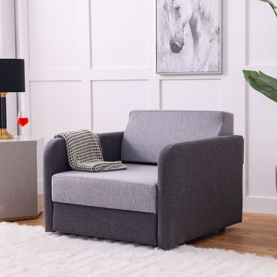 Desmond 1-Seater Fabric Sofa Bed - Grey/Dark Grey - With 2-Year Warranty