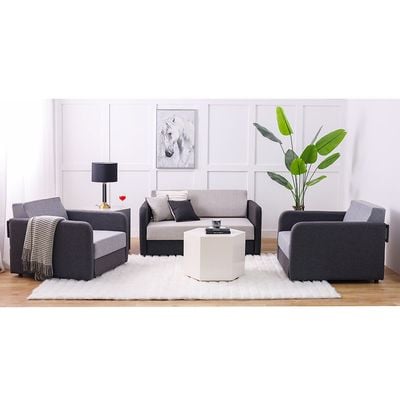 Desmond 1-Seater Fabric Sofa Bed - Grey/Dark Grey - With 2-Year Warranty