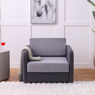 Desmond 1-Seater Fabric Sofa Bed - Grey/Dark Grey - With 2-Year Warranty