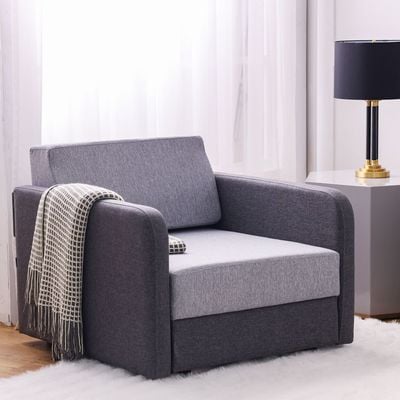 Desmond 1-Seater Fabric Sofa Bed - Grey/Dark Grey - With 2-Year Warranty