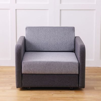 Desmond 1-Seater Fabric Sofa Bed - Grey/Dark Grey - With 2-Year Warranty