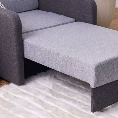 Desmond 1-Seater Fabric Sofa Bed - Grey/Dark Grey - With 2-Year Warranty