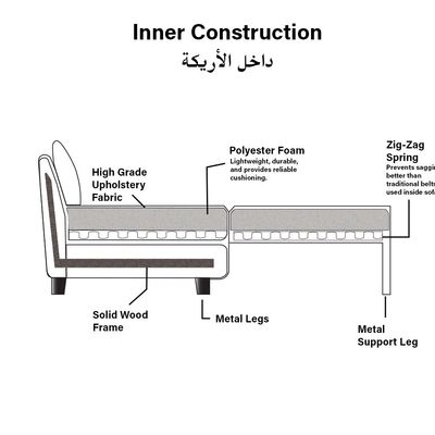 أريكة سرير زاوية كالهارت - رمادي فاتح - مع ضمان لمدة عامين