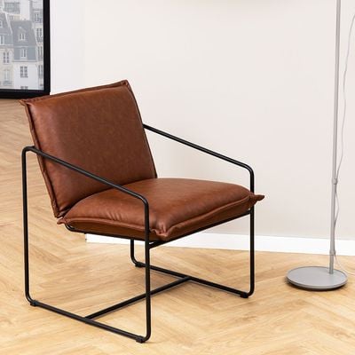 Sheba Faux Leather Lounge Chair - Retro Brown - With 2-year Warranty