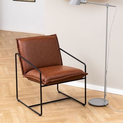 Sheba Faux Leather Lounge Chair - Retro Brown - With 2-year Warranty