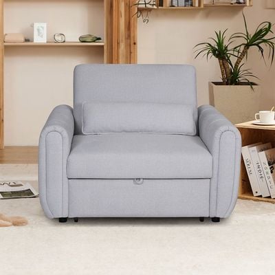 Arce 1-Seater Fabric Sofa Bed - Light Grey - With 2-Year Warranty