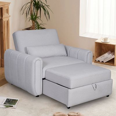 Arce 1-Seater Fabric Sofa Bed - Light Grey - With 2-Year Warranty