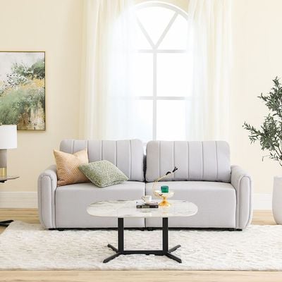 Nildur 2-Seater Fabric Sofa Bed - Light Grey - With 2-Year Warranty